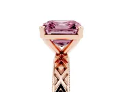 Asscher Cut Vintage Milgrain Engagement Ring Setting for a Fancy Pink Lab-Grown Diamond | X Pattern Band | Rose Gold
