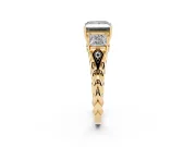 Princess Cut Three Stone Engagement Ring Setting for a Black Center | Braided Band | Yellow Gold