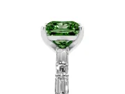 Princess Cut Baguette Side Stone Engagement Ring Setting for a Fancy Green Lab-Grown Diamond | Platinum