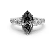 Marquise Engagement Ring Setting for a Black Center | White Gold