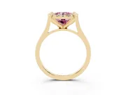Round Halo Engagement Ring Setting for a Fancy Pink Lab-Grown Diamond | Claw Corners | Yellow Gold