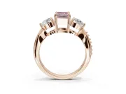 Emerald Cut Three Stone Engagement Ring Setting for a Fancy Pink Lab-Grown Diamond | Tapered Pave Band | Rose Gold