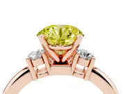 Round Three Stone Engagement Ring Setting for a Fancy Yellow Lab-Grown Diamond | Round Side Stones | Rose Gold