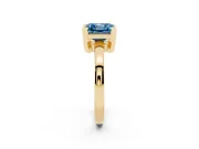 Fancy Blue Asscher Cut Diamond Solitaire Ring Set in Yellow gold with Prong Head and Smooth Polished Band