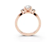 Three-Stone Pear Cut Diamond Twist Band Ring Set in Rose gold with Pavé Accents and Prong Setting