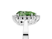 Fancy Green Pear Cut Diamond Halo Ring Set in White gold with Round Halo and Smooth Solitaire Band