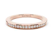 Round Lab-Grown Diamond Single Row Pavé Wedding Band | Raised Polished Rims | Rose Gold
