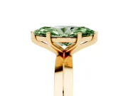 Fancy Green Marquise Cut Diamond Solitaire Engagement Ring Set in Yellow gold with Flat Band and Prong Setting