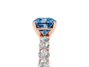Cushion Cut Shared Prong Engagement Ring Setting for a Fancy Blue Lab-Grown Diamond | Rose Gold
