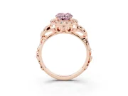 Oval Filigree Halo Engagement Ring Setting for a Fancy Pink Lab-Grown Diamond | Rose Gold