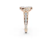 Radiant Cut Halo Side Cluster Engagement Ring Setting | Graduated Channel Band | Rose Gold