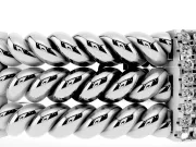 Round Lab-Grown Diamond Pavé Triple Rope Bracelet | Stone-Set Crossbars | White Gold