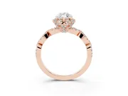 Marquise Milgrain Halo Engagement Ring Setting | Graduated Shoulders | Rose Gold