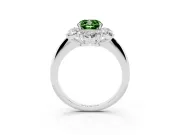 Cushion Cut Cluster Halo Engagement Ring Setting for a Fancy Green Lab-Grown Diamond | Platinum