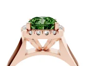 Cushion Cut Halo Engagement Ring Setting for a Fancy Green Lab-Grown Diamond | Square Profile Band | Rose Gold