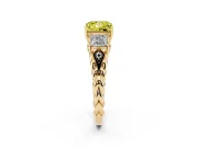 Fancy Yellow Princess Cut Diamond Three-Stone Ring Set in Yellow gold with Braided Band