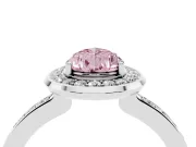 Fancy Pink Pear Cut Diamond Halo Ring Set in Silver with Bezel Frame and Pavé Band
