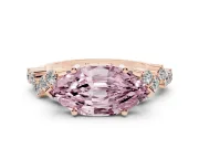 Marquise Scattered Accent Engagement Ring Setting for a Fancy Pink Lab-Grown Diamond | Rose Gold
