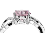 Round Bypass Solitaire Engagement Ring Setting for a Fancy Pink Lab-Grown Diamond | Pavé and Plain Strands | Platinum