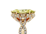 Marquise Milgrain Halo Engagement Ring Setting for a Fancy Yellow Lab-Grown Diamond | Graduated Shoulders | Yellow Gold