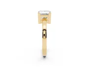 Princess Cut Diamond Solitaire Ring Set in Yellow gold with Prong Head and Smooth Polished Band