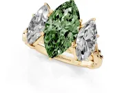 Marquise Three Stone Engagement Ring Setting for a Fancy Green Lab-Grown Diamond | Braided Band | Yellow Gold