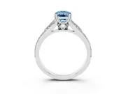Emerald Cut Pave Split Shank Engagement Ring Setting for a Fancy Blue Lab-Grown Diamond | Double Claw Prongs | Platinum