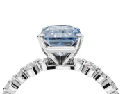 Radiant Cut Pavé Engagement Ring Setting for a Fancy Blue Lab-Grown Diamond | Alternating Accents | Sterling Silver
