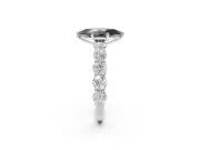 Marquise Side Stone Engagement Ring Setting for a Black Center | Sterling Silver