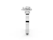 Heart-Shaped Halo Engagement Ring Setting | Pointed Pave Shoulders | Sterling Silver