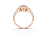 Pear-Shaped Pave Halo Engagement Ring Setting for a Fancy Pink Lab-Grown Diamond | Rose Gold