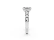 Emerald Cut Five Stone Engagement Ring Setting | Prong-Set Side Stones | Sterling Silver