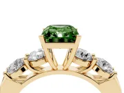 Radiant Cut Five Stone Engagement Ring Setting for a Fancy Green Lab-Grown Diamond | Prong Set Side Stones | Yellow Gold