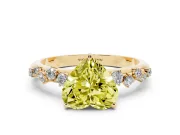 Fancy Yellow Heart Cut Diamond Cluster Solitaire Ring Set in Yellow gold with Prong Setting