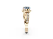 Round Bypass Solitaire Engagement Ring Setting for a Fancy Blue Lab-Grown Diamond | Pavé and Plain Strands | Yellow Gold