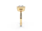 Cushion Cut Vintage Milgrain Halo Engagement Ring Setting | Graduated Pavé Band | Yellow Gold