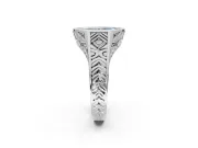 Marquise Vintage Bezel Engagement Ring Setting for a Fancy Blue Lab-Grown Diamond | Engraved Band | White Gold