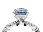Radiant Cut Vintage Engagement Ring Setting for a Fancy Blue Lab-Grown Diamond | Graduated Stations | Sterling Silver