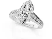 Marquise Cut Diamond Solitaire Pavé Engagement Ring Set in Silver with Prong Setting