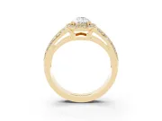 Pear-Shaped Halo Engagement Ring Setting | Two-Row Pave Split Shank | Yellow Gold