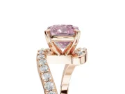 Cushion Cut Bypass Pavé Engagement Ring Setting for a Fancy Pink Lab-Grown Diamond | Rose Gold