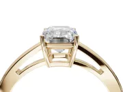 Emerald Cut Cathedral Solitaire Engagement Ring Setting | Open Shoulders | Yellow Gold