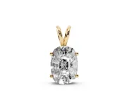 Elongated Cushion Lab-Grown Diamond Solitaire Pendant Necklace | Split Bail | Yellow Gold