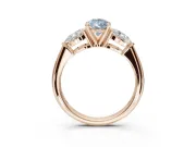 Pear-Shaped 3-Stone Engagement Ring Setting for a Fancy Blue Lab-Grown Diamond | Rose Gold