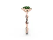 Fancy Green Heart Cut Diamond Halo Twisted Band Ring Set in Rose gold with Prong Setting