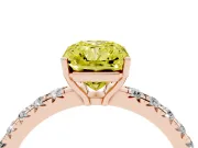 Radiant Cut Pave Solitaire Engagement Ring Setting for a Fancy Yellow Lab-Grown Diamond | Shared Prong Band | Rose Gold