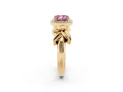 Cushion Cut Floral Halo Engagement Ring Setting for a Fancy Pink Lab-Grown Diamond | Yellow Gold