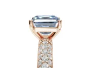 Asscher Cut Domed Pavé Engagement Ring Setting for a Fancy Blue Lab-Grown Diamond | Rose Gold