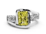 Radiant Cut Engagement Ring Setting for a Fancy Yellow Lab-Grown Diamond | Bezel | Sterling Silver