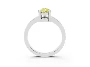 Fancy Yellow Pear Cut Diamond Solitaire Ring Set in White gold with Prong Head and Smooth Polished Band
